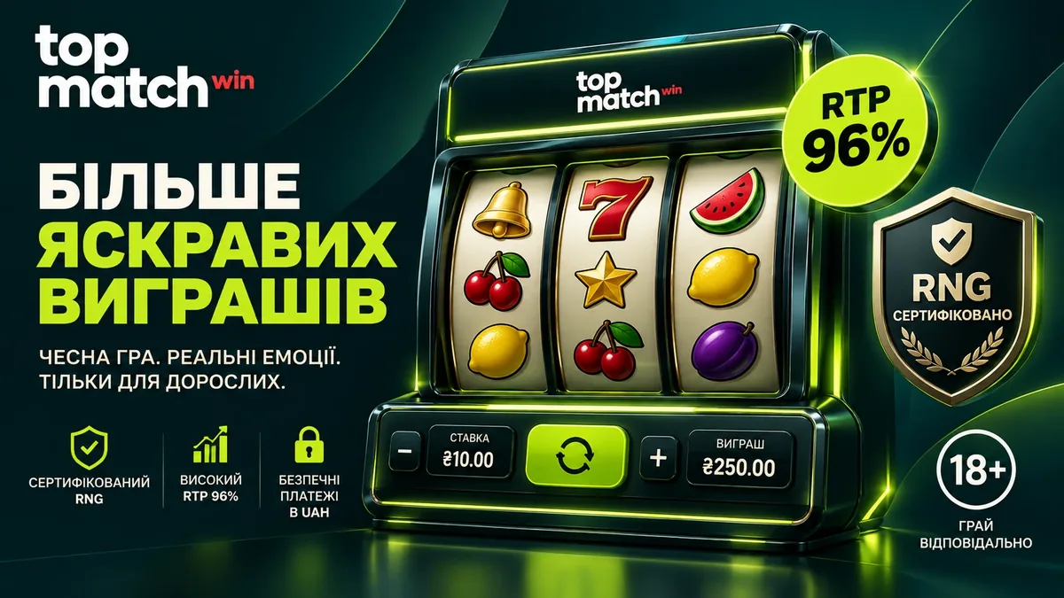 Показатель RTP и сертифицированный генератор случайных чисел в слотах TopMatch, 18+